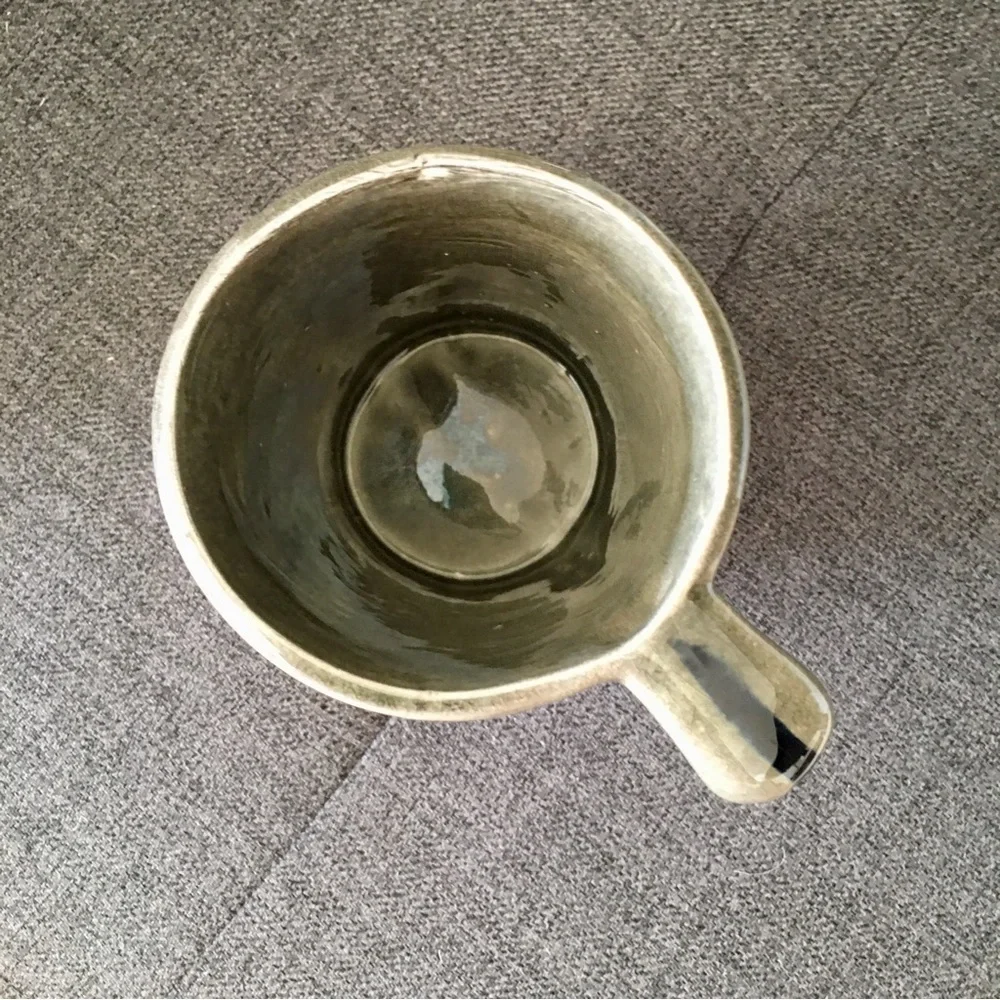 Handmade Mexican Pottery Mug, Floral, Blue, Gray, Colorful, 16 oz